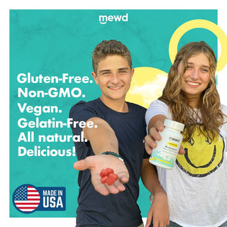 MEWD Teen and Kids Daily Multivitamin Gummies with L-Theanine Mood Support - Kidskin