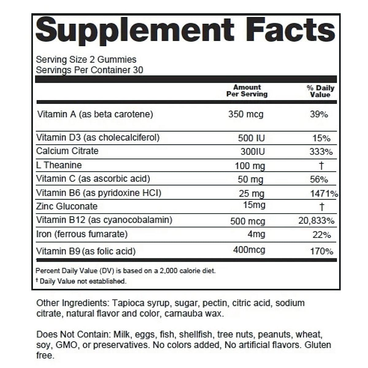 MEWD Teen and Kids Daily Multivitamin Gummies with L-Theanine Mood Support - Kidskin